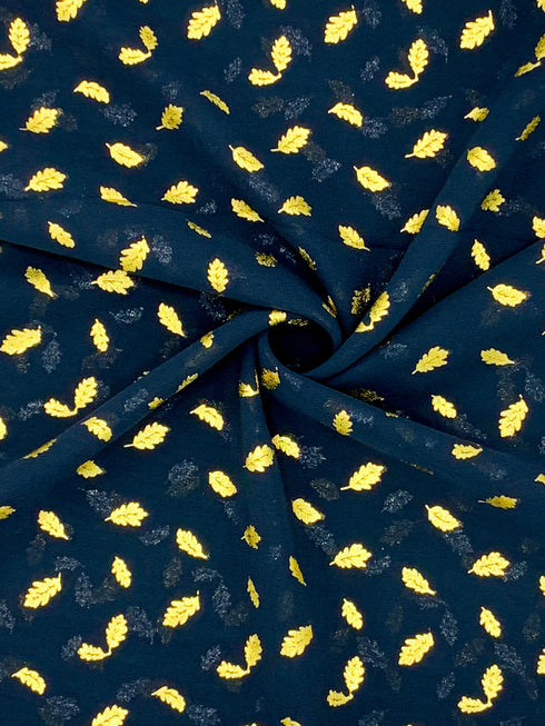 Georgette Gold Print - Navy Blue